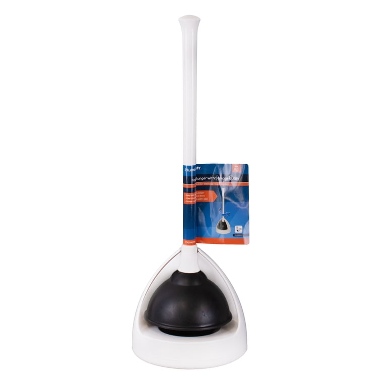 PlumbCraft MaxClean toilet plunger with storage tray