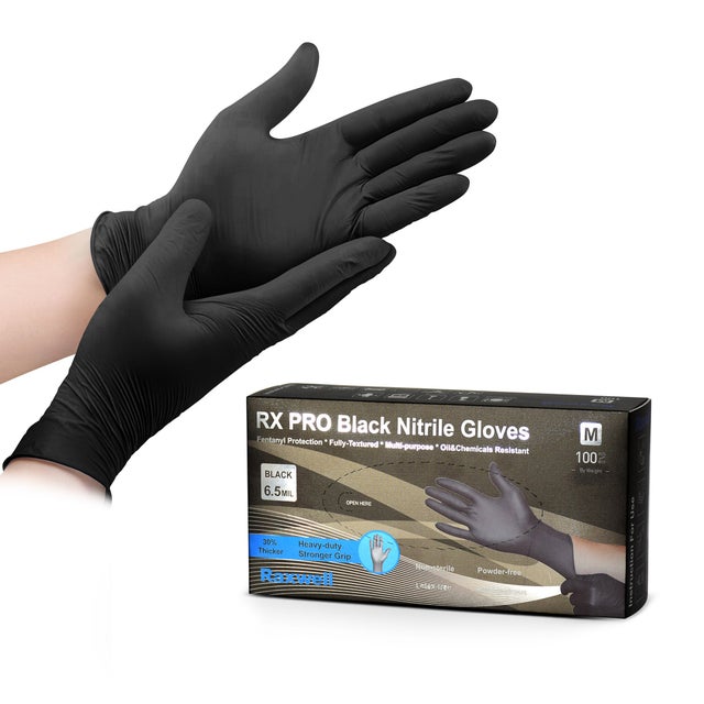 RX Pro black nitrile disposable gloves